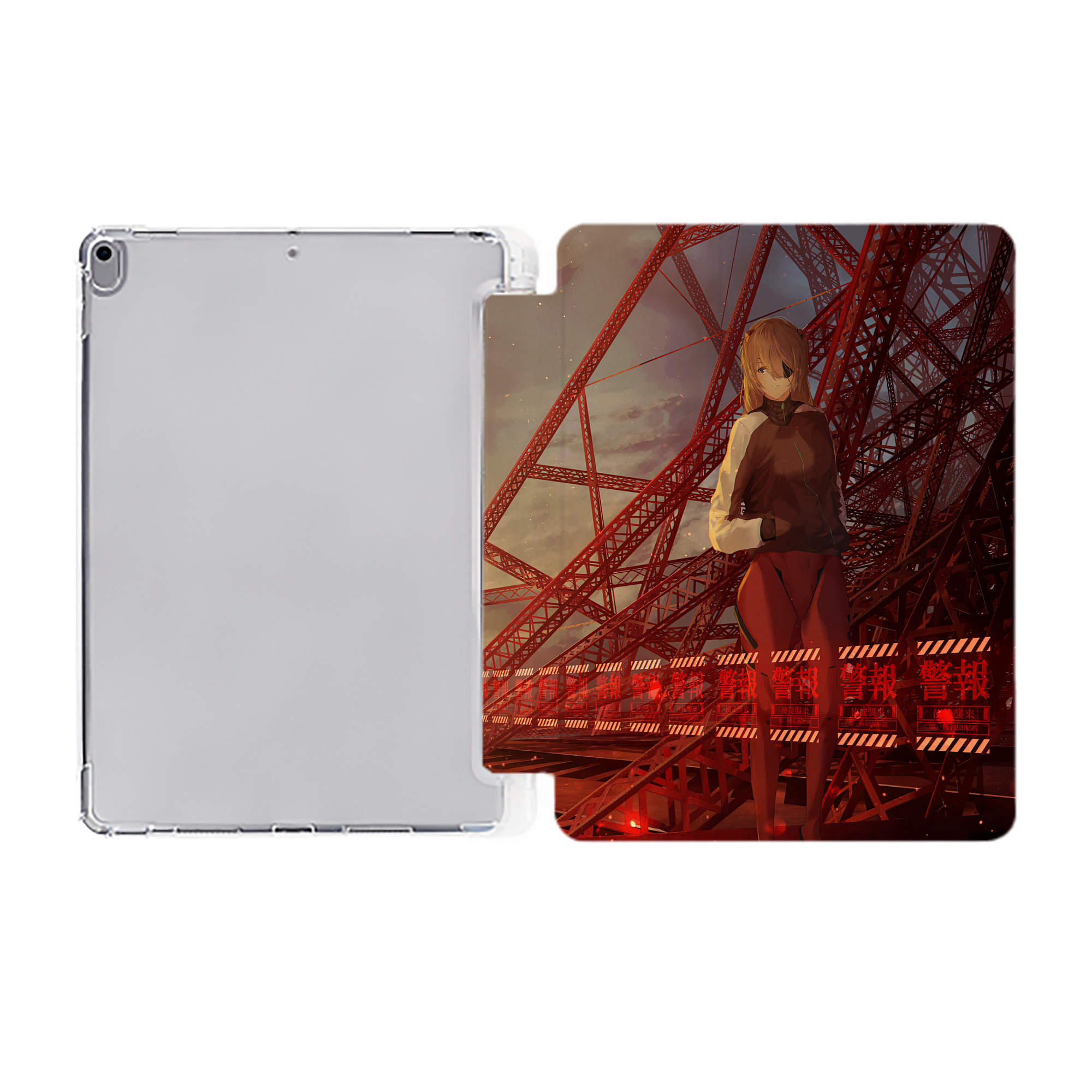 （画像用） EVA 新世紀エヴァンゲリオン IPad ケース ペン収納付き 三つ折りスタンド PUレザー×シリコン 対応機種9.5/10.5/10.9インチ